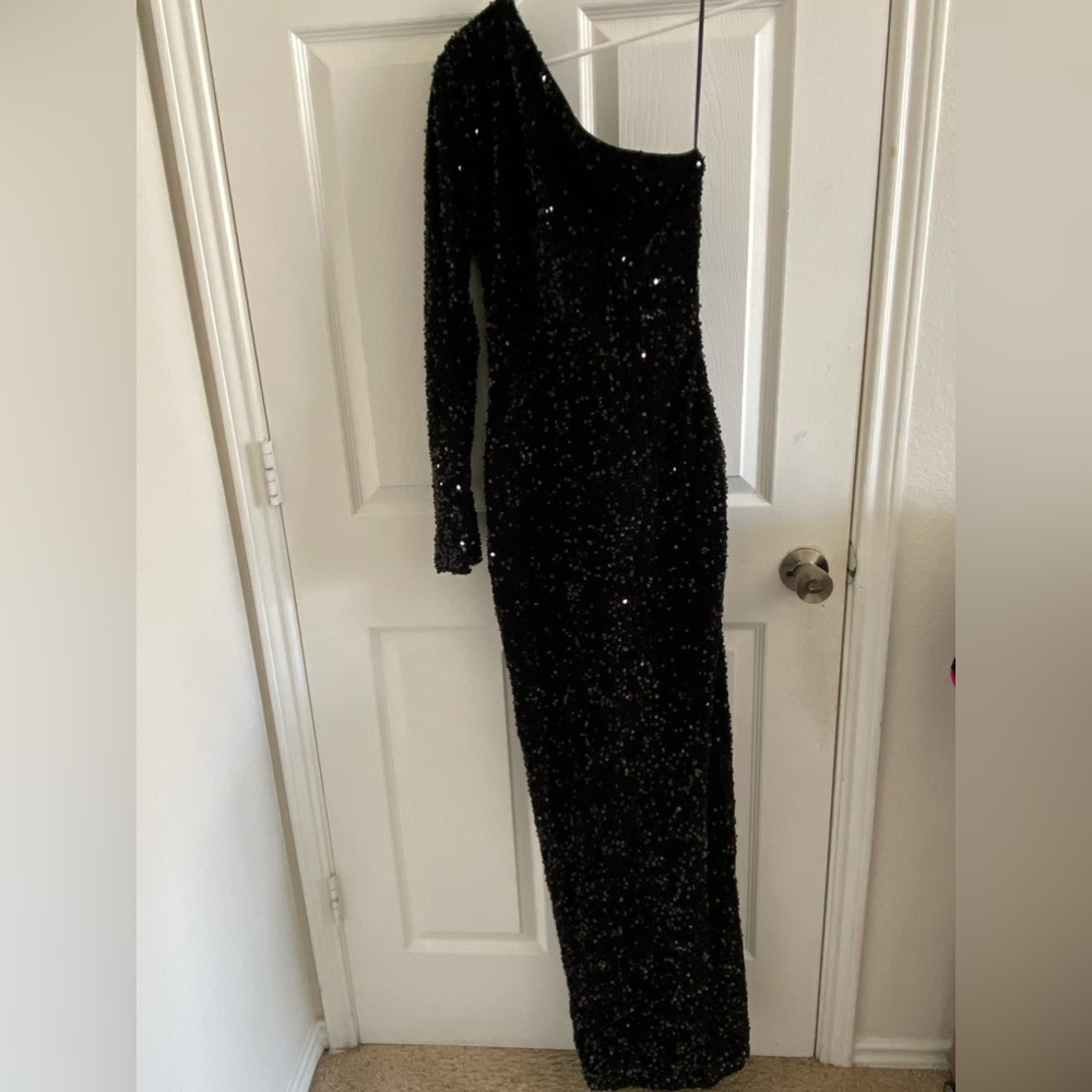 Black one shoulder formal dress